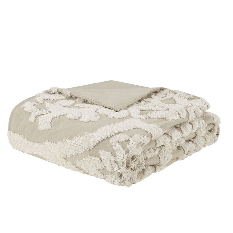 Pemberly Row Cotton Tufted Full/Queen Duvet Cover Set in Brown