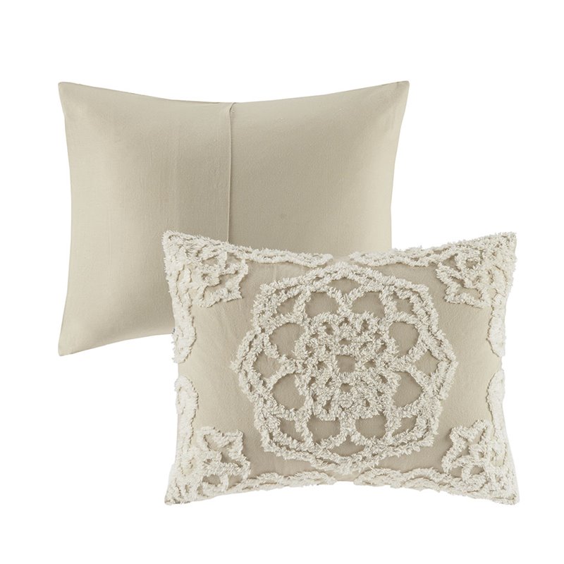 Pemberly Row Cotton Tufted King/Cal King Duvet Cover Set in Brown
