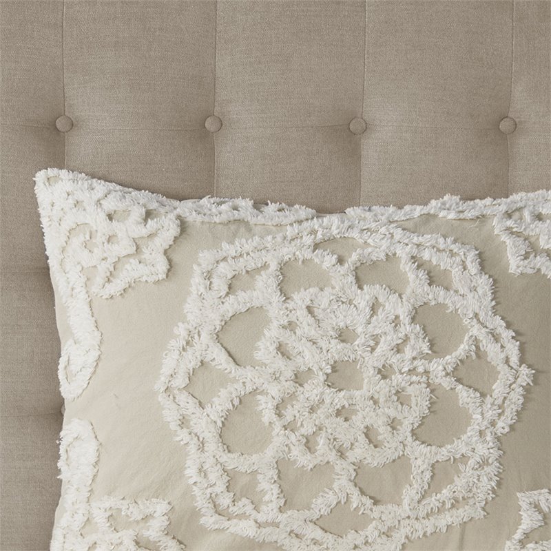 Pemberly Row Cotton Tufted King/Cal King Duvet Cover Set in Brown