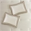 Pemberly Row Contemporary 7-Piece Polyester Solid Comforter Set in Beige