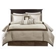 Pemberly Row Contemporary 7-Piece Polyester Solid Comforter Set in Beige