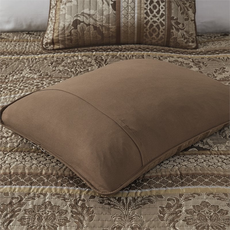 Pemberly Row 6-Piece Polyester Jacquard Coverlet Set in Brown