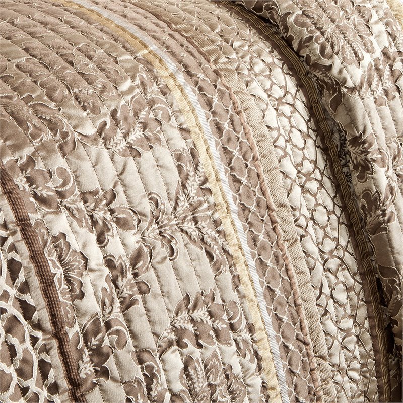 Pemberly Row 6-Piece Polyester Jacquard Coverlet Set in Brown