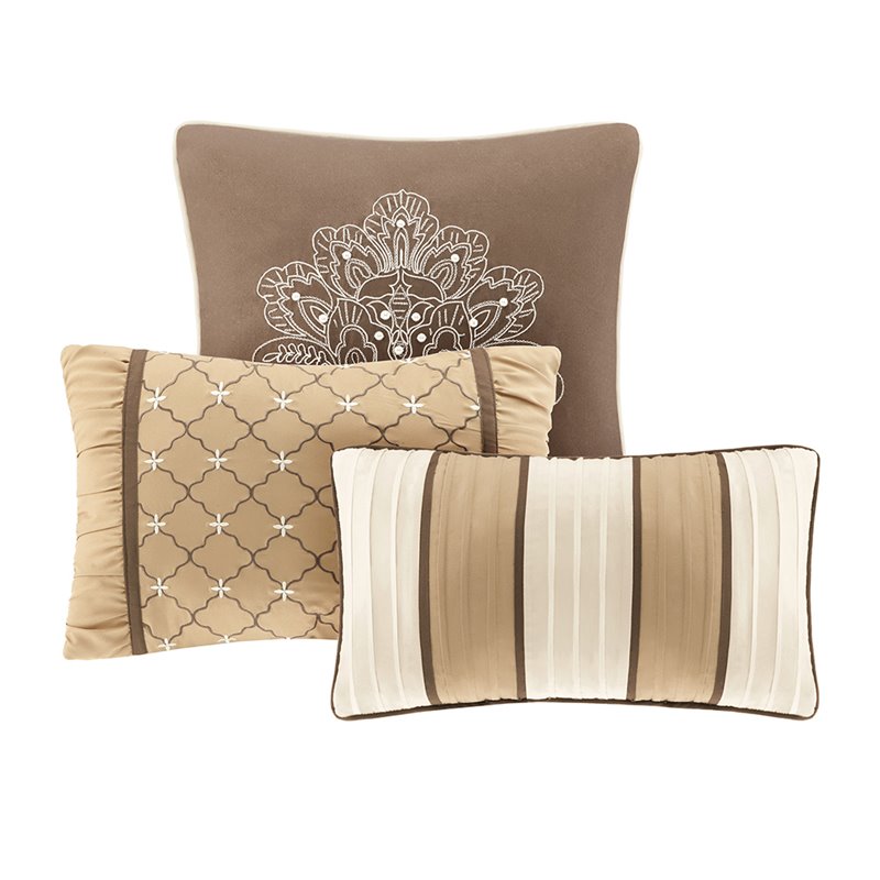 Pemberly Row 6-Piece Polyester Jacquard Coverlet Set in Brown