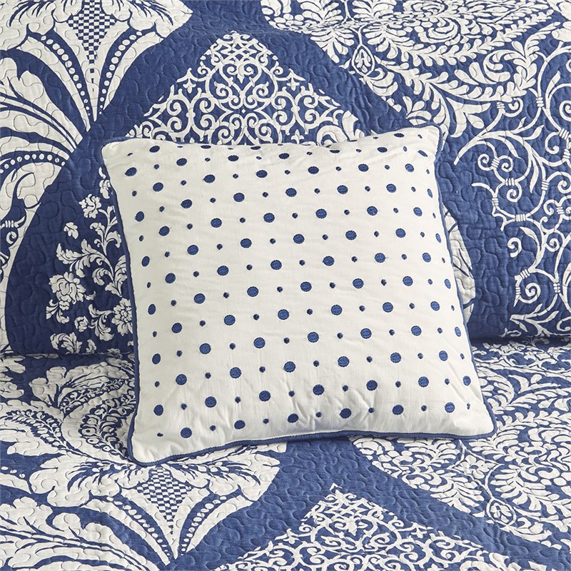 Pemberly Row 6-Piece 100 Percent Cotton Printed Coverlet Set in Blue