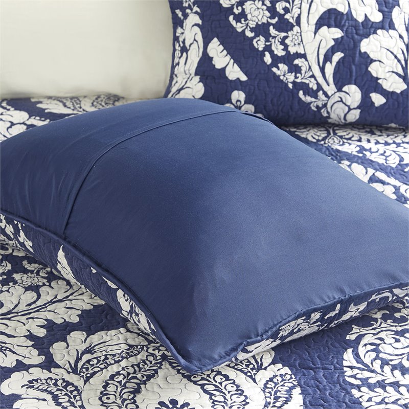 Pemberly Row 6-Piece 100 Percent Cotton Printed Coverlet Set in Blue