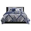 Pemberly Row 6-Piece 100 Percent Cotton Printed Coverlet Set in Blue