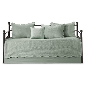 Pemberly Row Polyester Microfiber 6pcs Daybed Cover Set in Green