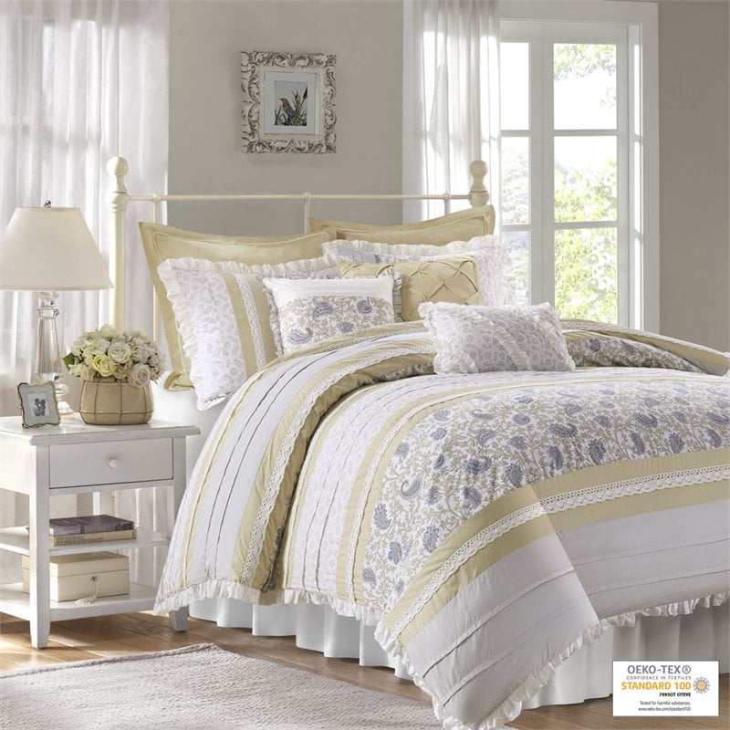 Pemberly Row 9-Piece Polyester Cotton Percale Comforter Set in Yellow