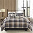Pemberly Row 100 Percent Polyester Herringbone Printed Coverlet Set in Brown