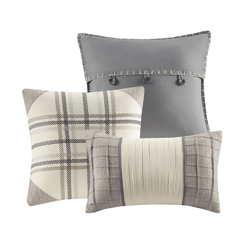 Pemberly Row 100 Percent Polyester Herringbone Printed Coverlet Set in Brown