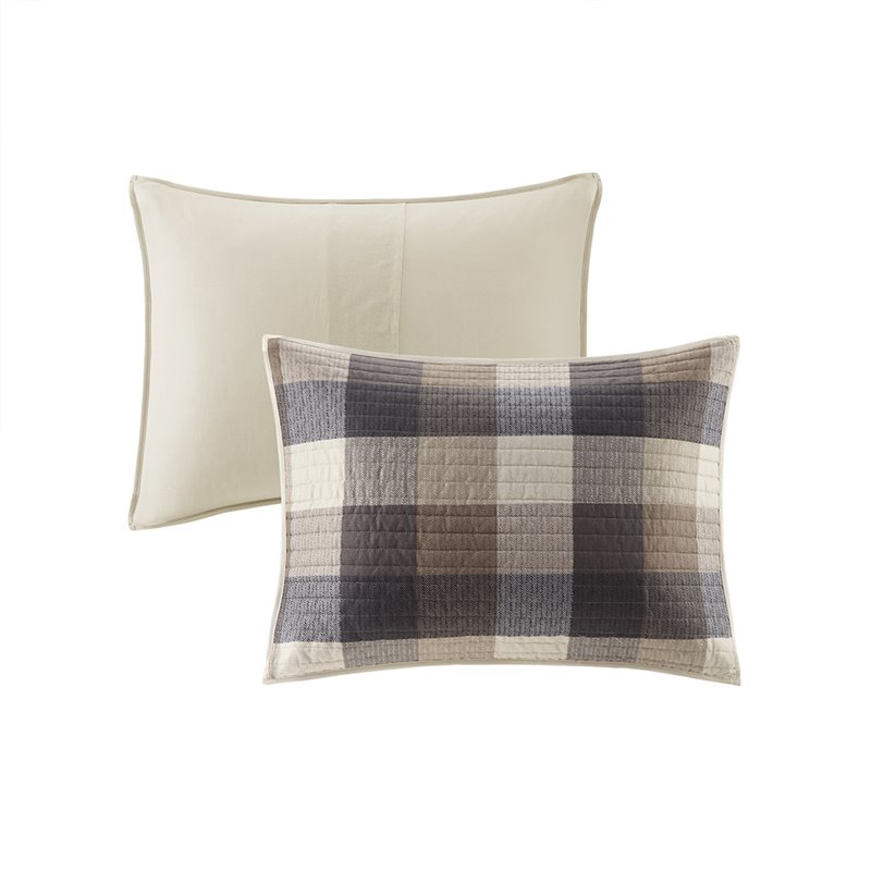 Pemberly Row 100 Percent Polyester Herringbone Printed Coverlet Set in Brown