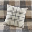 Pemberly Row 100 Percent Polyester Herringbone Printed Coverlet Set in Brown