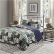 Pemberly Row Polyester Reversible Printed Coverlet Set in Green