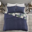 Pemberly Row Polyester Reversible Printed Coverlet Set in Green
