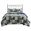 Pemberly Row Polyester Reversible Printed Coverlet Set in Green