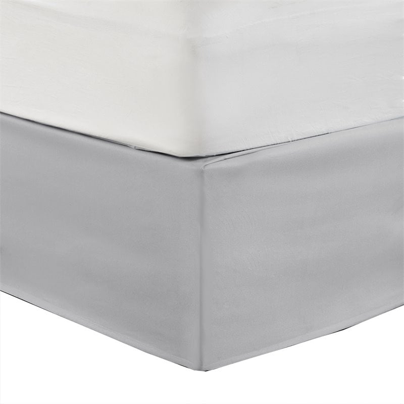 Pemberly Row Polyester Microfiber Wrap Around Adjustable Bedskirt in Gray