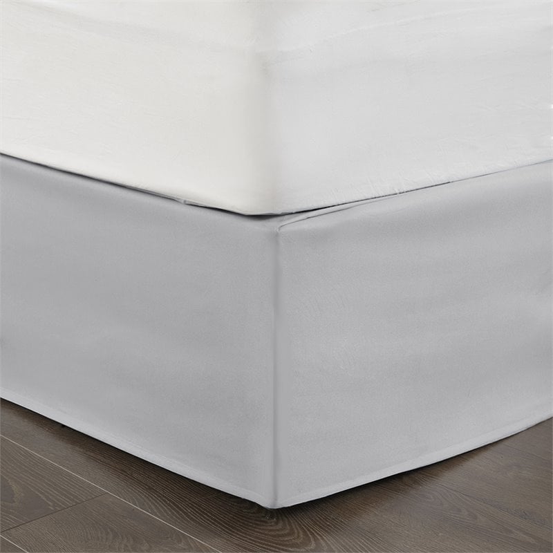 Pemberly Row Polyester Microfiber Wrap Around Adjustable Bedskirt in Gray