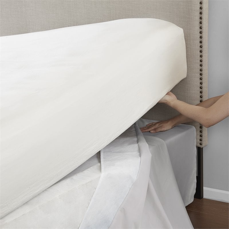 Pemberly Row Polyester Microfiber Wrap Around Adjustable Bedskirt in Gray