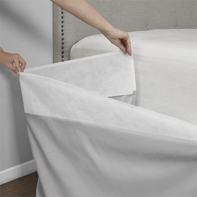 Pemberly Row Polyester Microfiber Wrap Around Adjustable Bedskirt in Gray