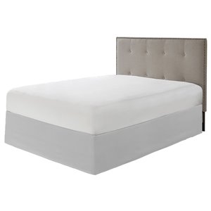 Pemberly Row Polyester Microfiber Wrap Around Adjustable Bedskirt in Gray