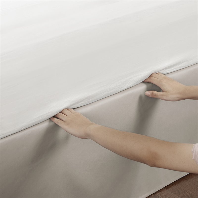 Pemberly Row Polyester Microfiber Wrap Around Adjustable Bedskirt in Brown