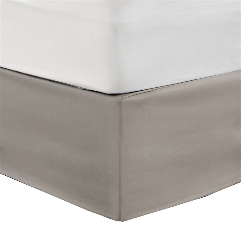 Pemberly Row Polyester Microfiber Wrap Around Adjustable Bedskirt in Brown