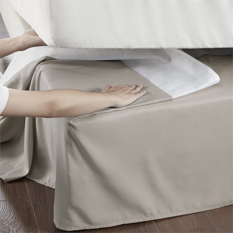 Pemberly Row Polyester Microfiber Wrap Around Adjustable Bedskirt in Brown