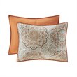 Pemberly Row Polyester Microfiber Printed Quilted Coverlet Set in Orange