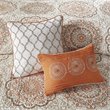 Pemberly Row Polyester Microfiber Printed Quilted Coverlet Set in Orange