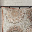 Pemberly Row Polyester Microfiber Printed Quilted Coverlet Set in Orange