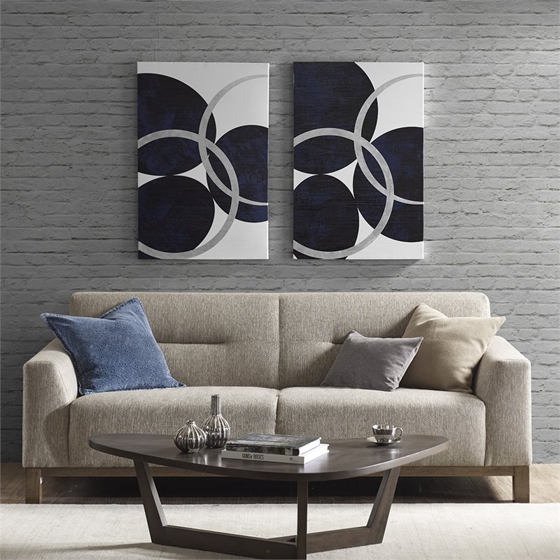 Pemberly Row 2-Piece MDF and Gel Coat Horizontal Foil Canvas in Navy