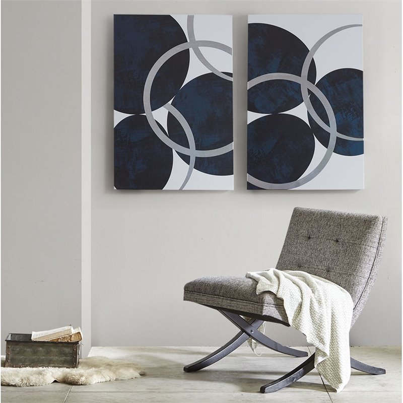 Pemberly Row 2-Piece MDF and Gel Coat Horizontal Foil Canvas in Navy