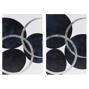 Pemberly Row 2-Piece MDF and Gel Coat Horizontal Foil Canvas in Navy