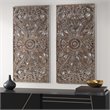 Pemberly Row MDF Botanical Panel Carved Wall Panel in Bronze (Set of 2)