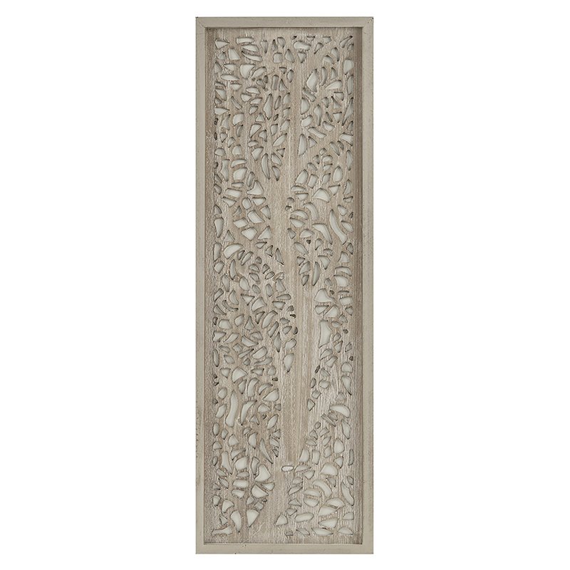Pemberly Row Branches Carved Wood Panel Wall Decor in Natural