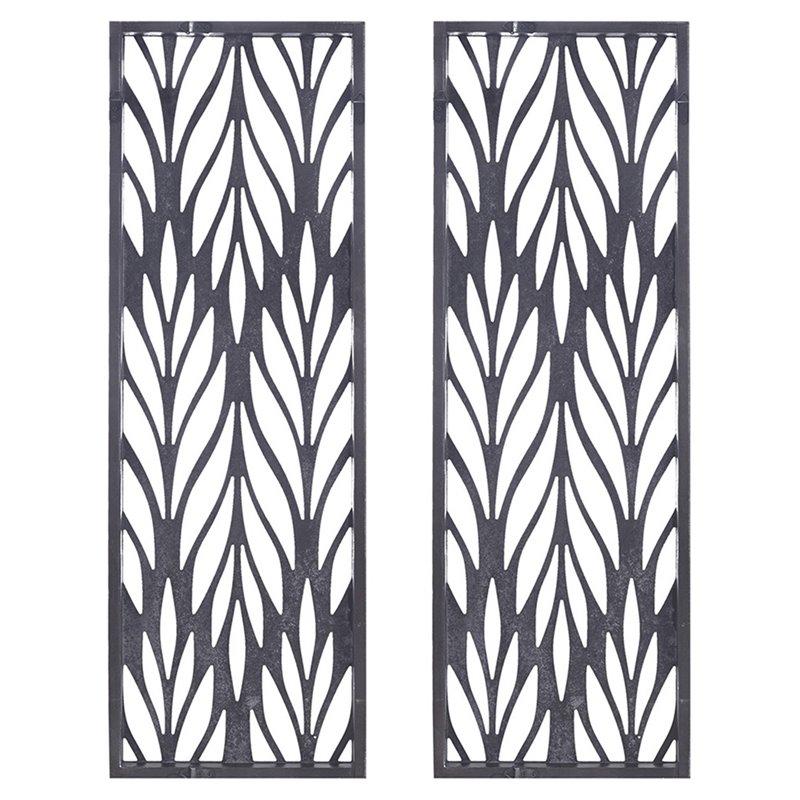 Pemberly Row Florian 2-Piece Modern Wood Wall Decor in Gray Finish