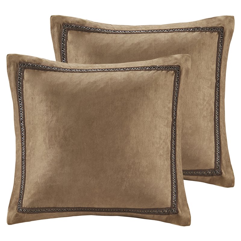 Pemberly Row 100 Percent Polyester Micro Suede Euro Sham in Brown