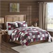 Pemberly Row Farmhouse 100 Percent Cotton Printed Quilt Mini Set in Red
