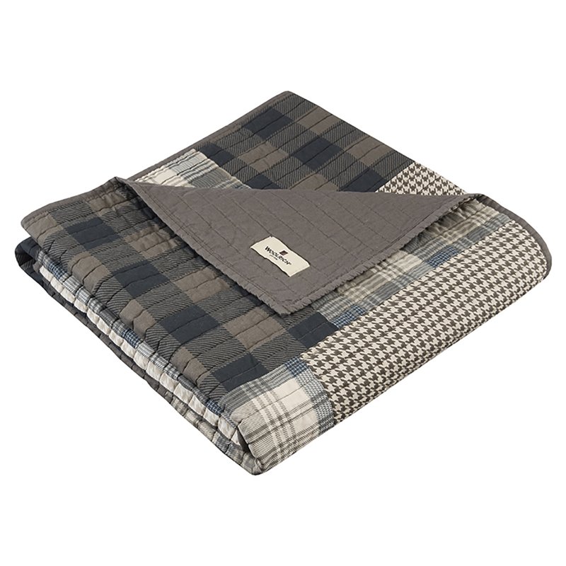 Pemberly Row Winter Cotton Thread Count Printed Pieced Quilted Throw in Brown