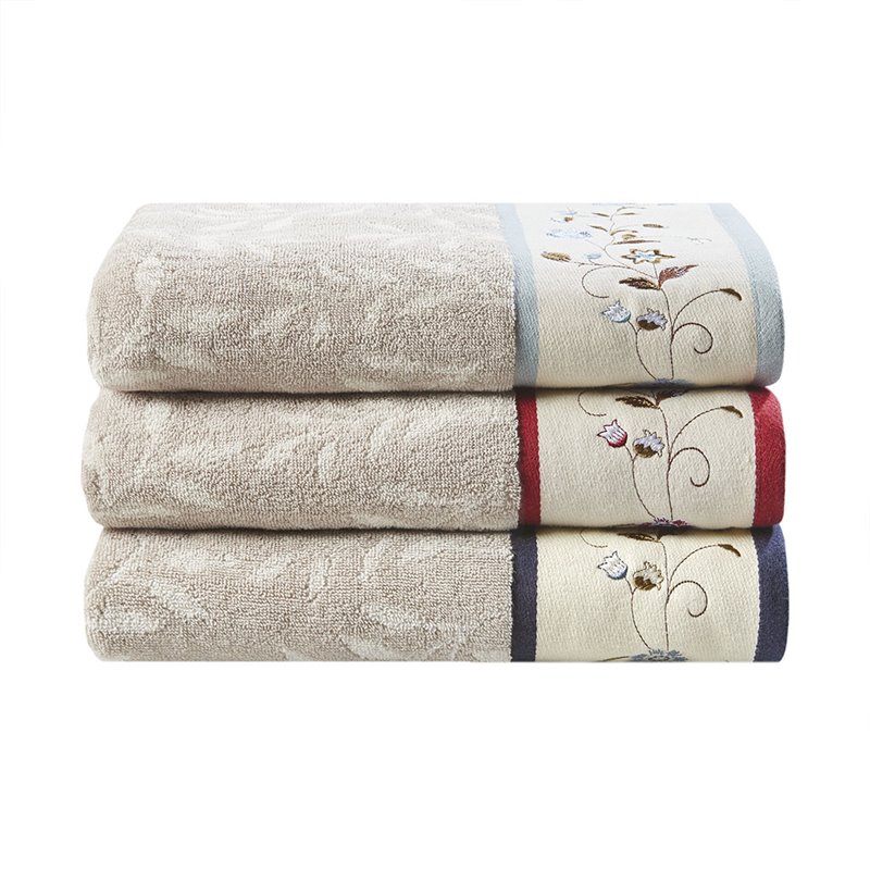 Pemberly Row 6-Piece Cotton Embroidered Jacquard Towel Set in Navy