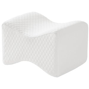 Pemberly Row Memory Foam Knee Pillow with Knit Cover in White