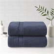 Pemberly Row 100 Percent Cotton Bath Sheet Set in Dark Blue (Set of 2)