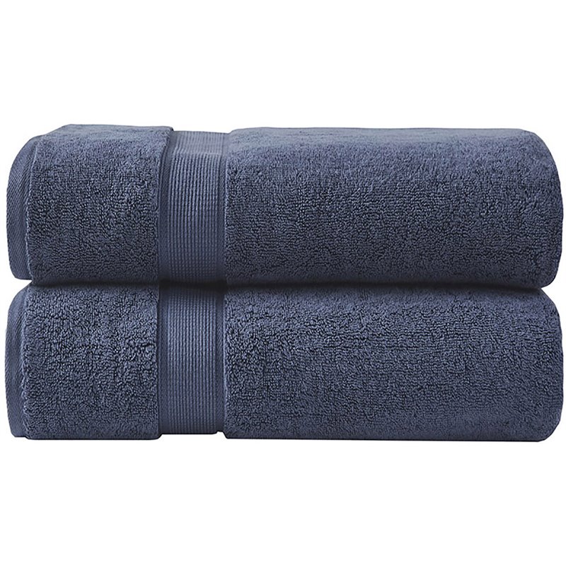 Pemberly Row 100 Percent Cotton Bath Sheet Set in Dark Blue (Set of 2)