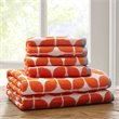 Pemberly Row Contemporary 6-Piece Cotton Jacquard Towel Set in Orange