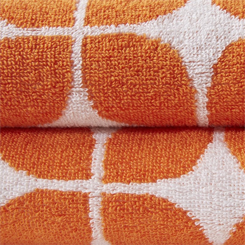 Pemberly Row Contemporary 6-Piece Cotton Jacquard Towel Set in Orange