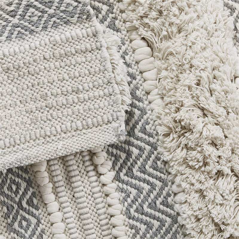 Pemberly Row Cotton and Polyester Handwoven Bath Rug in Gray