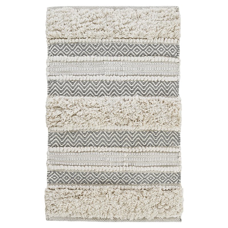 Pemberly Row Cotton and Polyester Handwoven Bath Rug in Gray