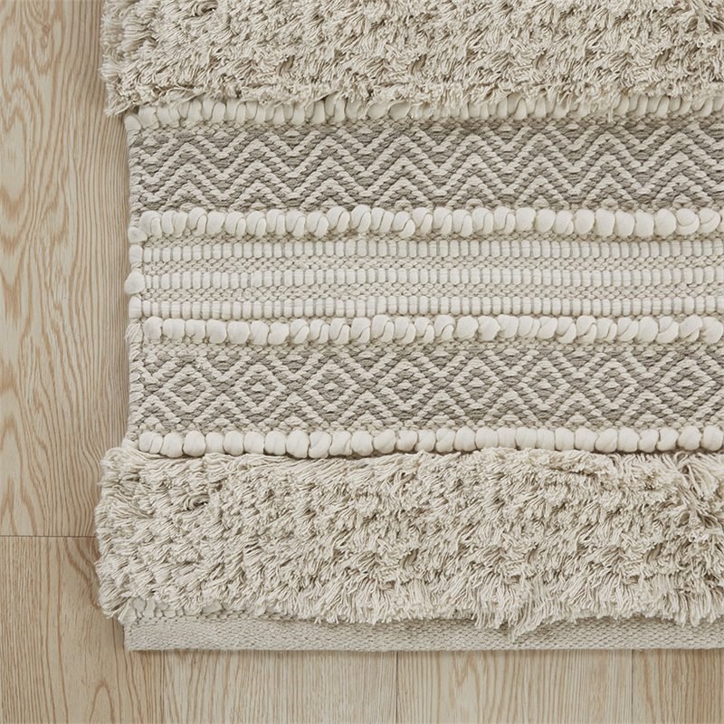 Pemberly Row Cotton and Polyester Handwoven Bath Rug in Natural