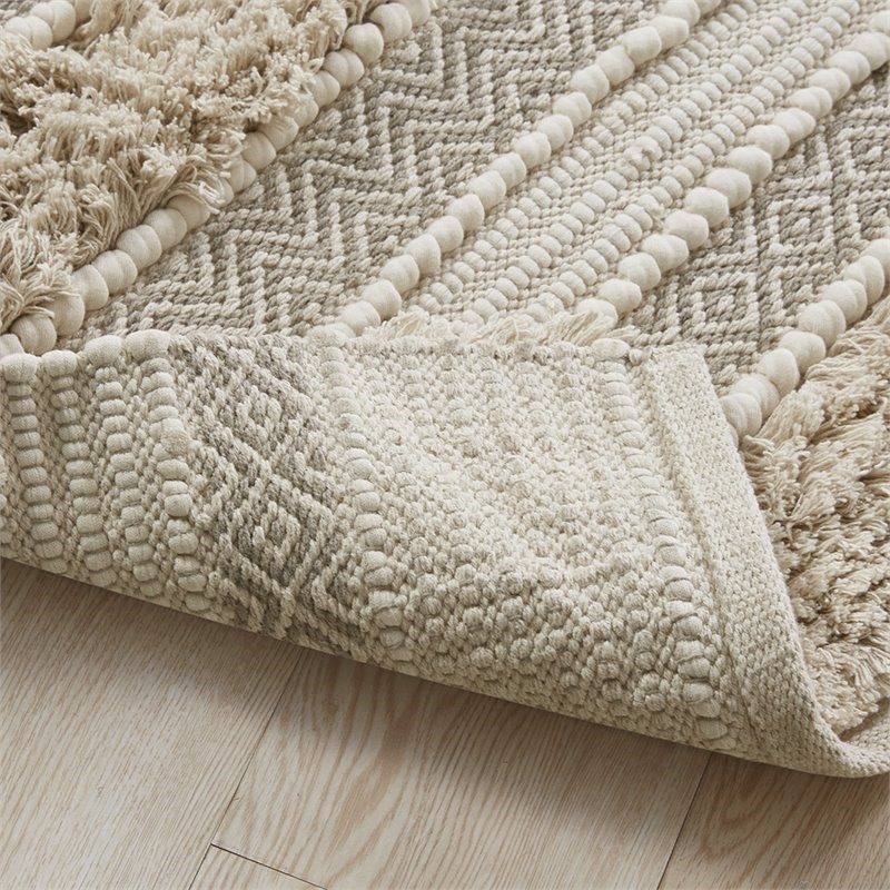 Pemberly Row Cotton and Polyester Handwoven Bath Rug in Natural